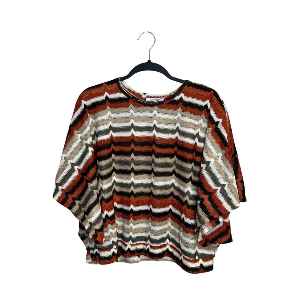 Zara Trafaluc Chevron Knit Top Size Small Multicolor